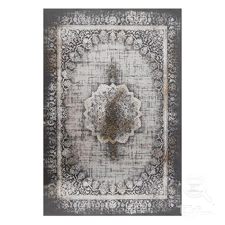 فرشینه مخمل ترک طرح ترنج محو نقره ای کد O101
