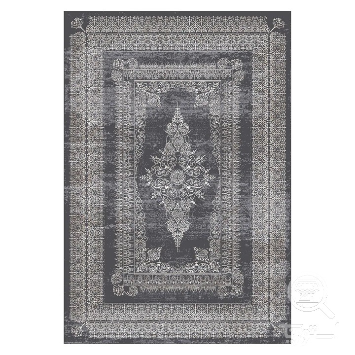 فرشینه مخمل ترک طرح وینتیج زغالی کد L6-253