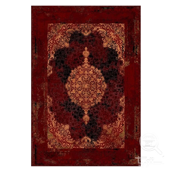 فرشینه مخمل ترک طرح وینتیج زرشکی کد L8-700