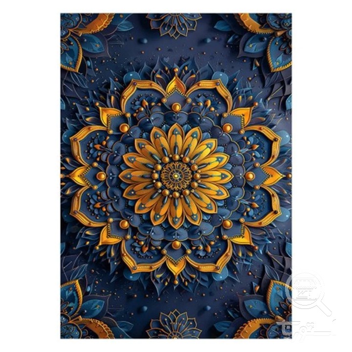 فرشینه مخمل ترک طرح ماندالا طلایی کد 3-9109