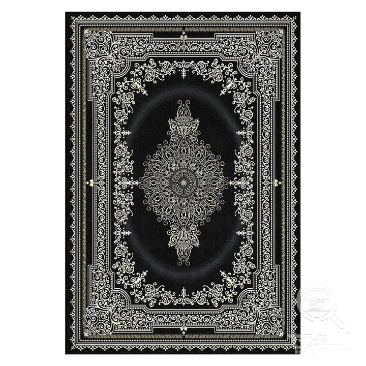 فرشینه مخمل ترک طرح شمسه زغالی کد L6-313