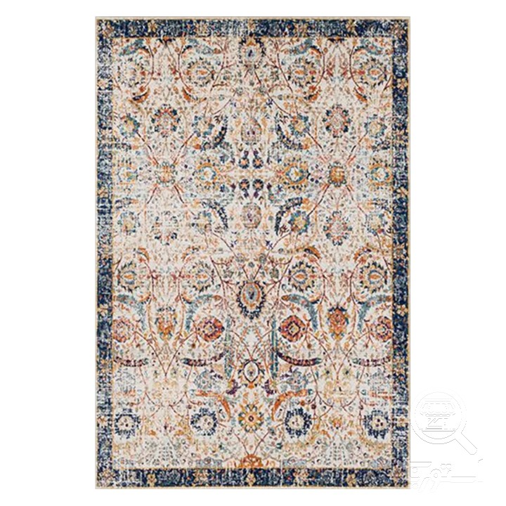 فرشینه مخمل ترک طرح پتینه آبی نارنجی کد O156