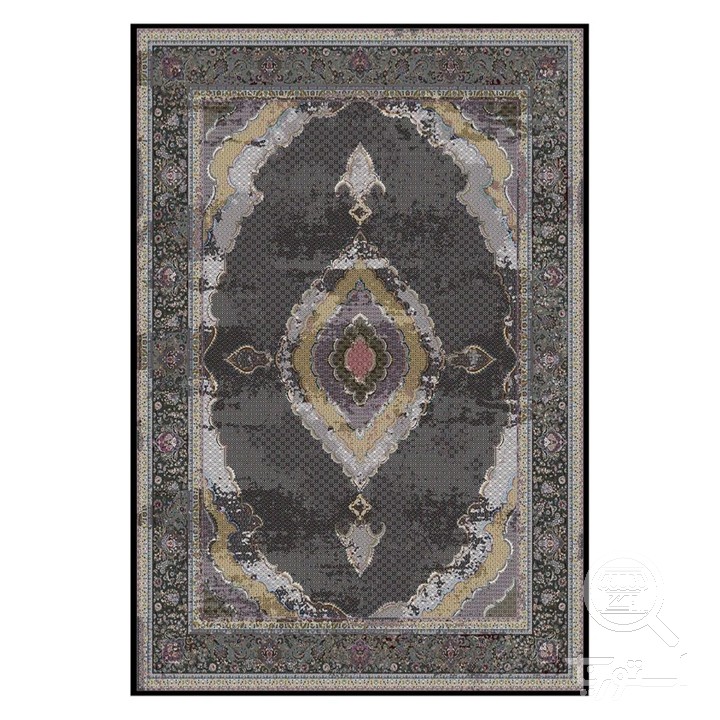 فرشینه مخمل ترک طرح لچک ترنج دودی کد L8-692