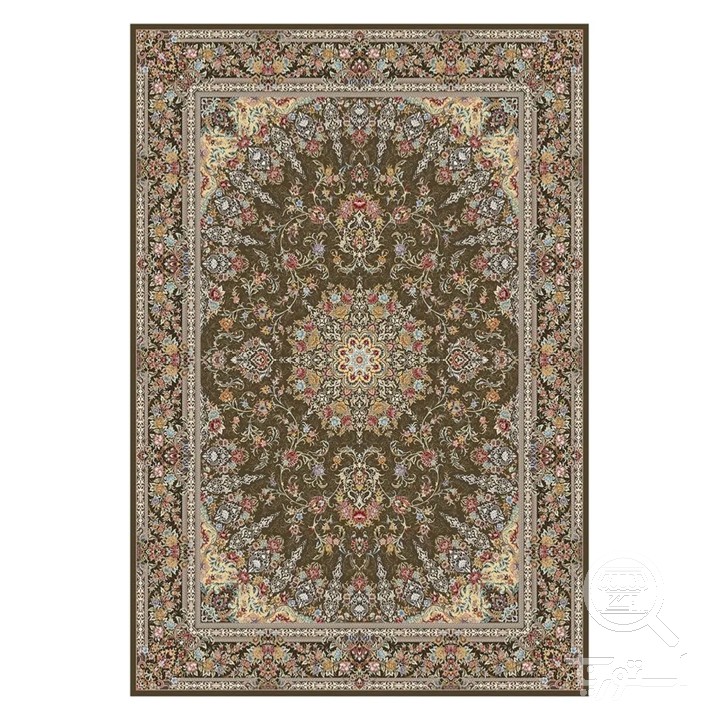 فرشینه مخمل ترک طرح شمسه نسکافه ای کد L8-649
