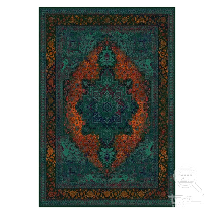 فرشینه مخمل ترک طرح ترنج زمردی کد L6-137