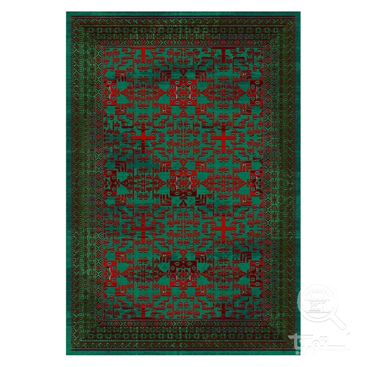 فرشینه مخمل ترک طرح هندسی زمردی کد L6-238