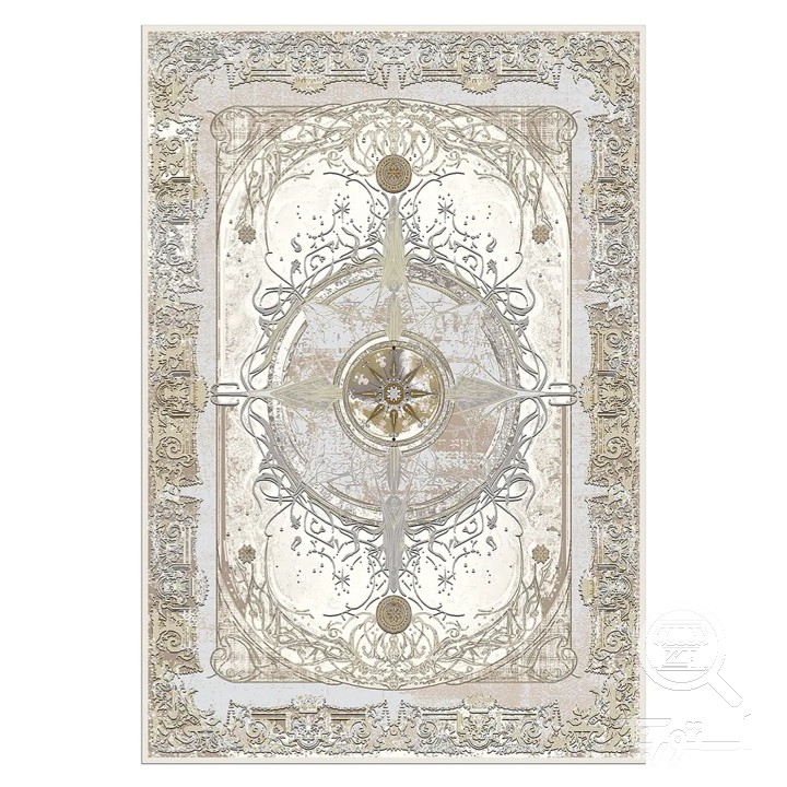 فرشینه مخمل ترک طرح شمسه کرم کد L6-501