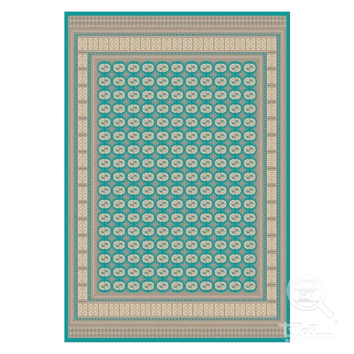 فرشینه مخمل ترک طرح گل ریز فیروزه ای کد U9-536