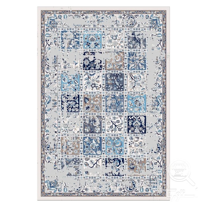 فرشینه مخمل ترک طرح خشتی محو کد U9-488