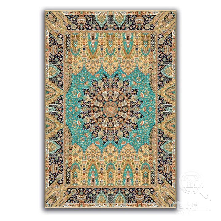 فرشینه مخمل ترک طرح شمسه زمردی کد A4-013