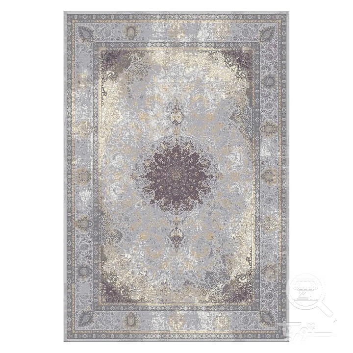 فرشینه مخمل ترک طرح ترنج یاسی کد L6-161
