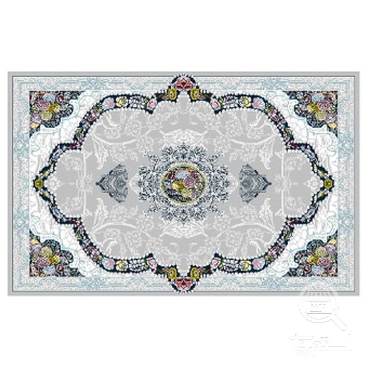 فرشینه مخمل ترک طرح قابی دودی کد R4-175