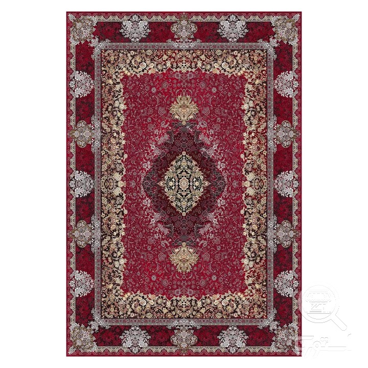 فرشینه مخمل ترک طرح لچک ترنج لاکی کد L6-568