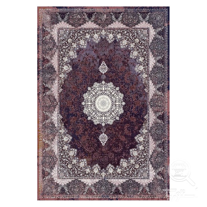 فرشینه مخمل ترک طرح ترنج ارغوانی کد L6-198