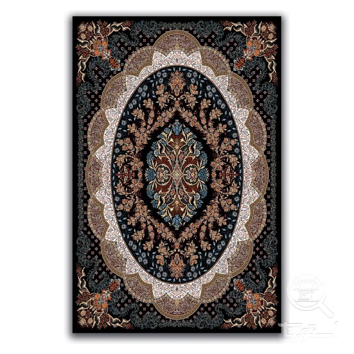 فرشینه مخمل ترک طرح ترنج زغالی کد A4-113
