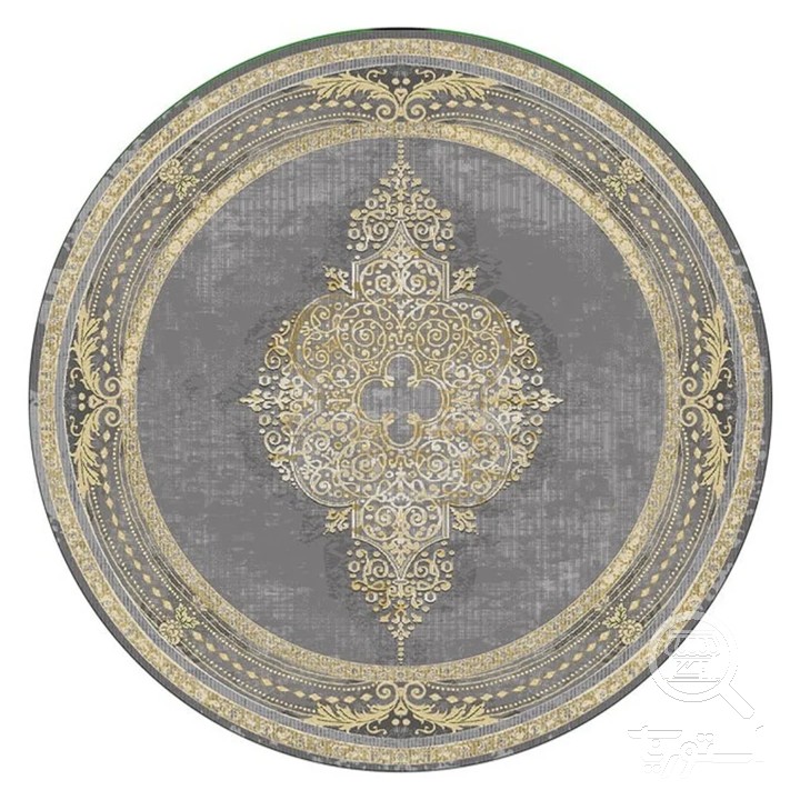 فرشینه گرد مخمل ترک طرح ترنج طلایی کد D8-207