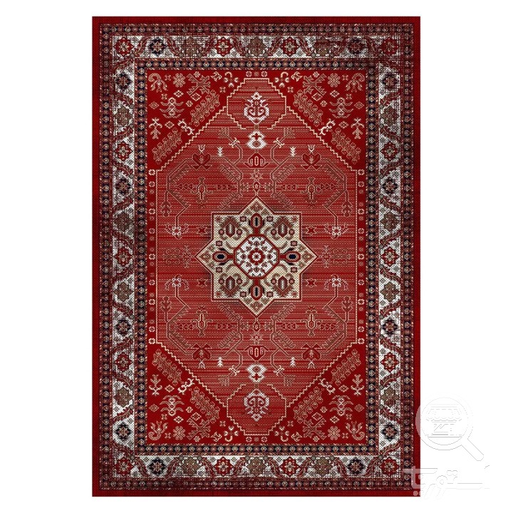 فرشینه مخمل ترک طرح هندسی زرشکی کد U5-116