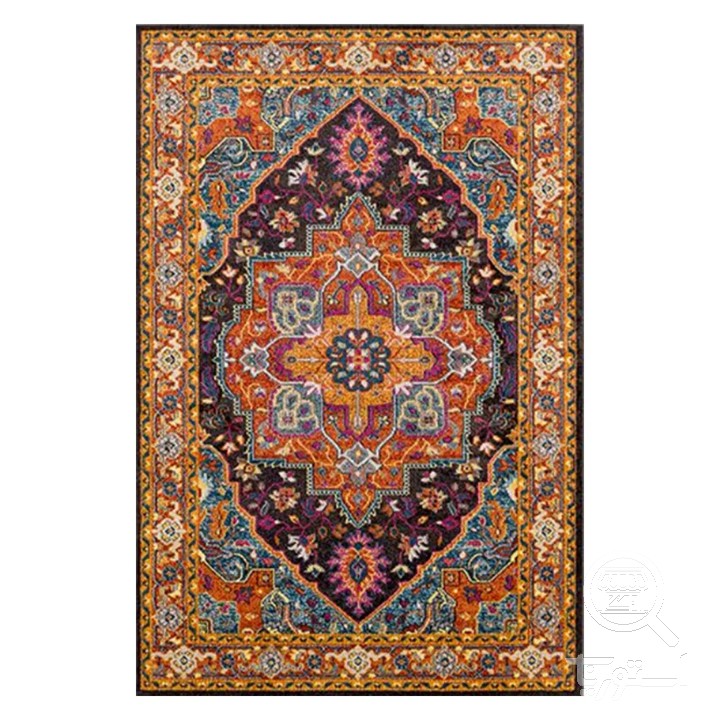 فرشینه مخمل ترک طرح عشایری ارغوان نارنجی کد O151