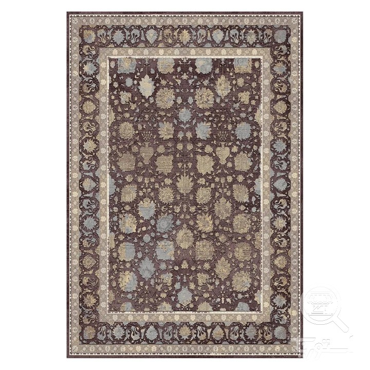 فرشینه مخمل ترک طرح افشان نسکافه ای کد L6-552