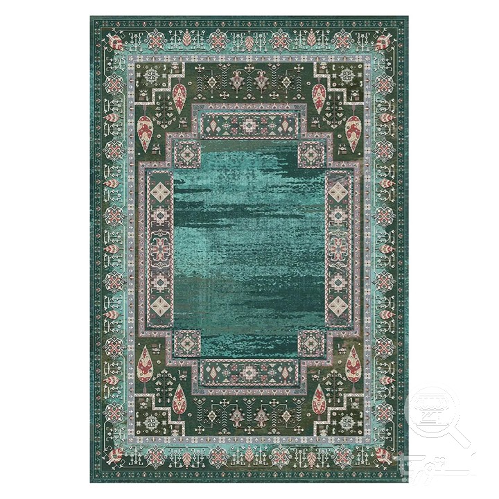 فرشینه مخمل ترک طرح قابی زمردی کد L6-286