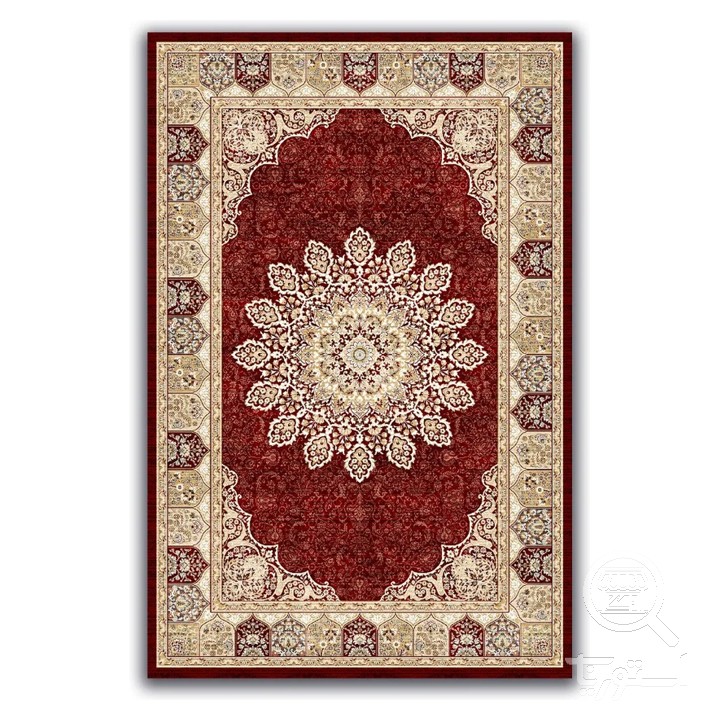 فرشینه مخمل ترک طرح شمسه عنابی کد A4-174