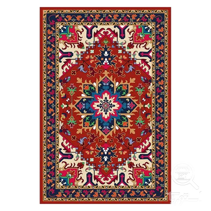 فرشینه مخمل ترک طرح عشایری سرخ رنگین کد O146