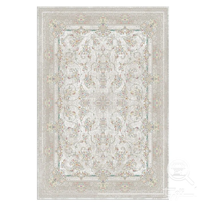 فرشینه مخمل ترک طرح اسلیمی نقره ای کد L6-259