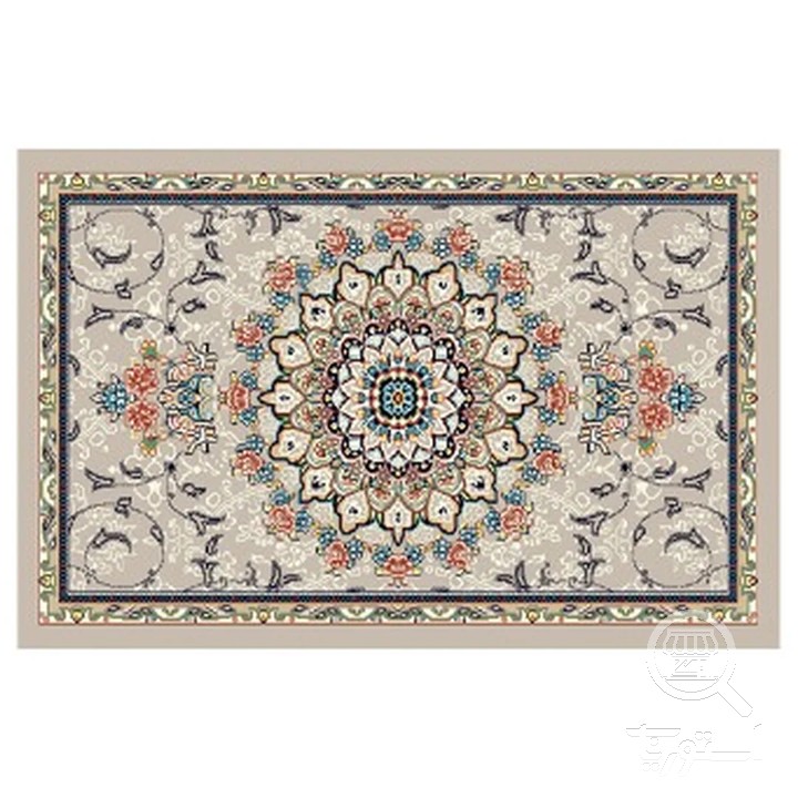 فرشینه مخمل ترک طرح ترنج نقره ای کد R4-162