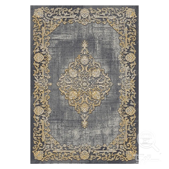 فرشینه مخمل ترک طرح اسلیمی طلایی کد L6-369