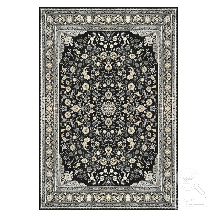 فرشینه مخمل ترک طرح شاه عباسی زغالی کد U5-63