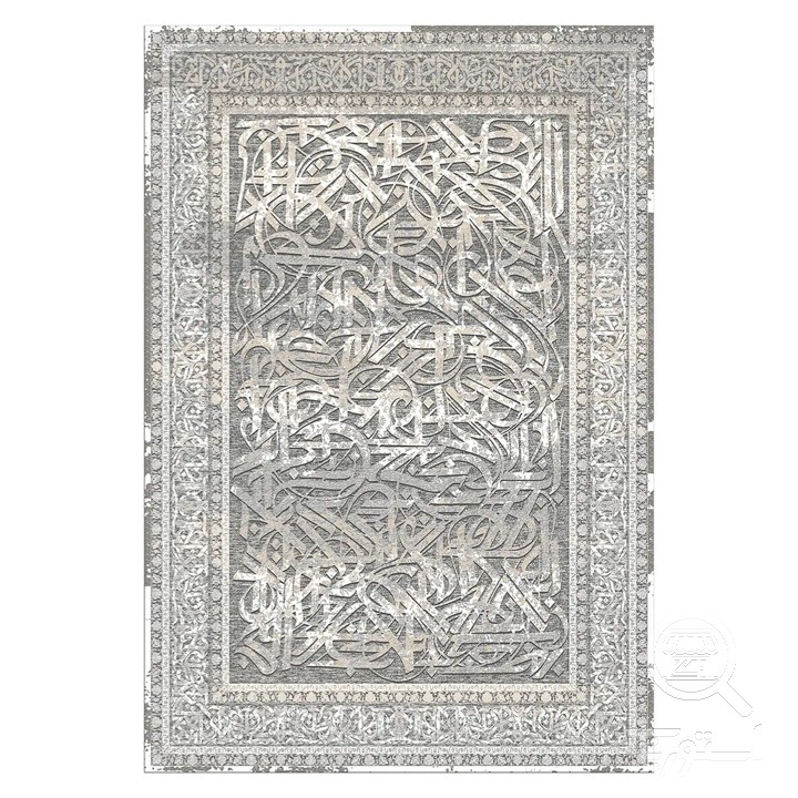 فرشینه مخمل ترک طرح آبستره نقره ای کد L6-371