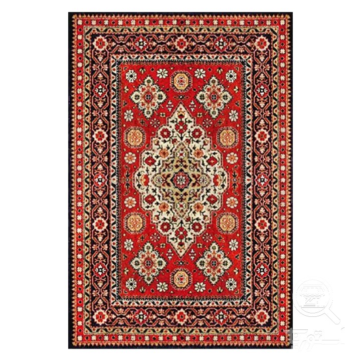 فرشینه مخمل ترک طرح عشایری سرخ کرم کد O125
