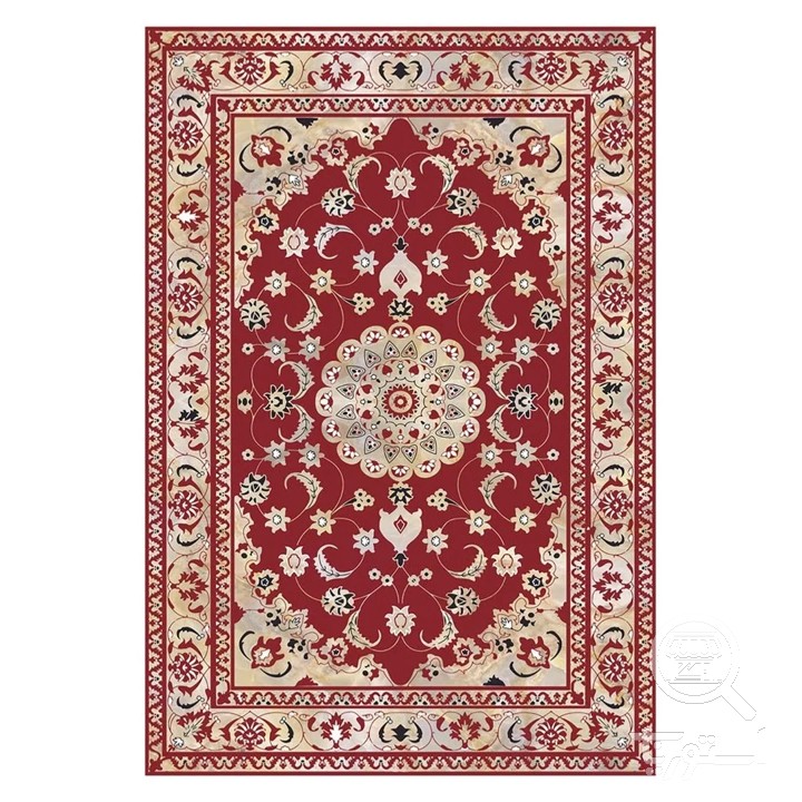 فرشینه مخمل ترک طرح ترنج زرشکی کد U9-573