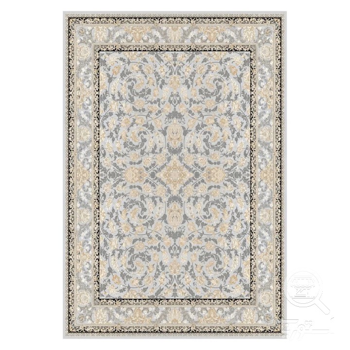 فرشینه مخمل ترک طرح اسلیمی نقره ای کد U5-10