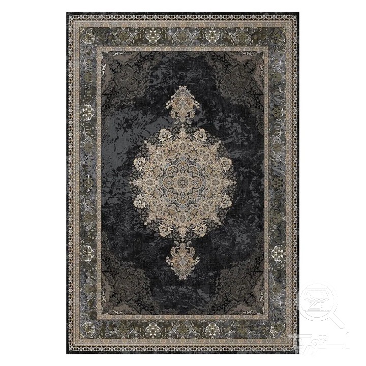 فرشینه مخمل ترک طرح ترنج طوسی کد L8-751
