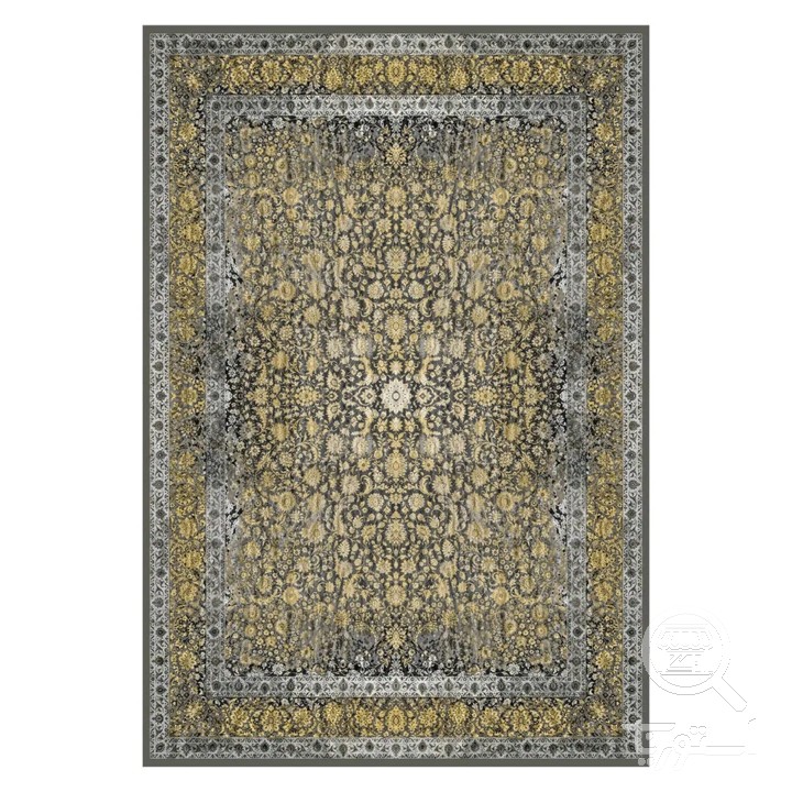 فرشینه مخمل ترک طرح افشان خردلی کد U5-69
