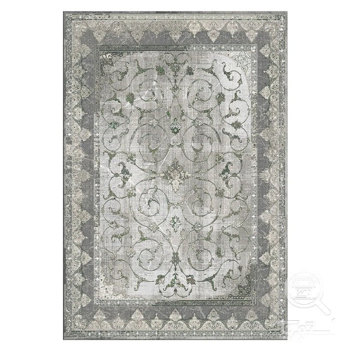 فرشینه مخمل ترک طرح اسلیمی نقره ای کد L6-535