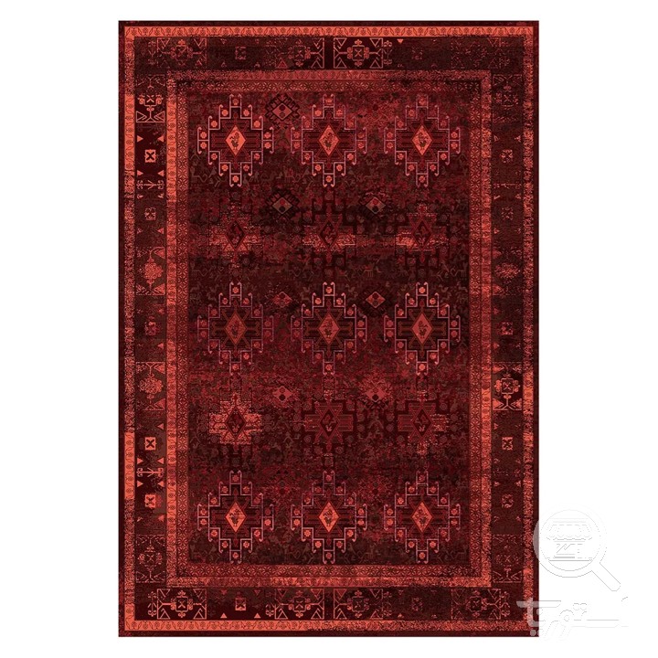 فرشینه مخمل ترک طرح عشایری عنابی کد L6-512