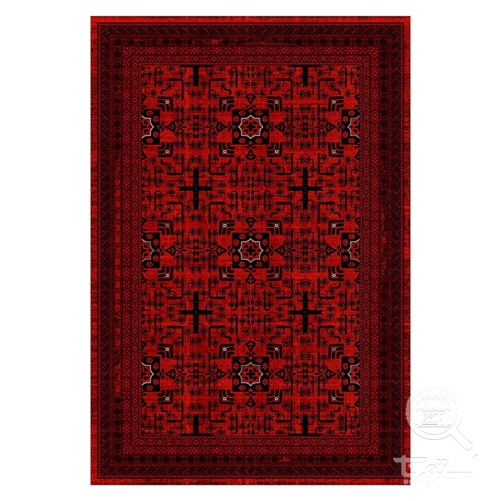 فرشینه مخمل ترک طرح هندسی شرابی کد L6-235