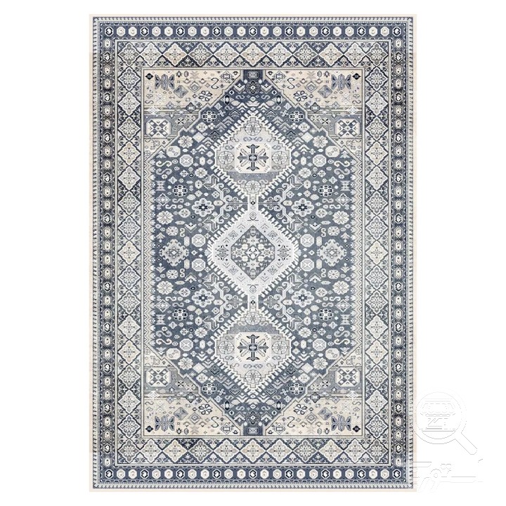 فرشینه مخمل ترک طرح قابی خاکستری کد U9-493