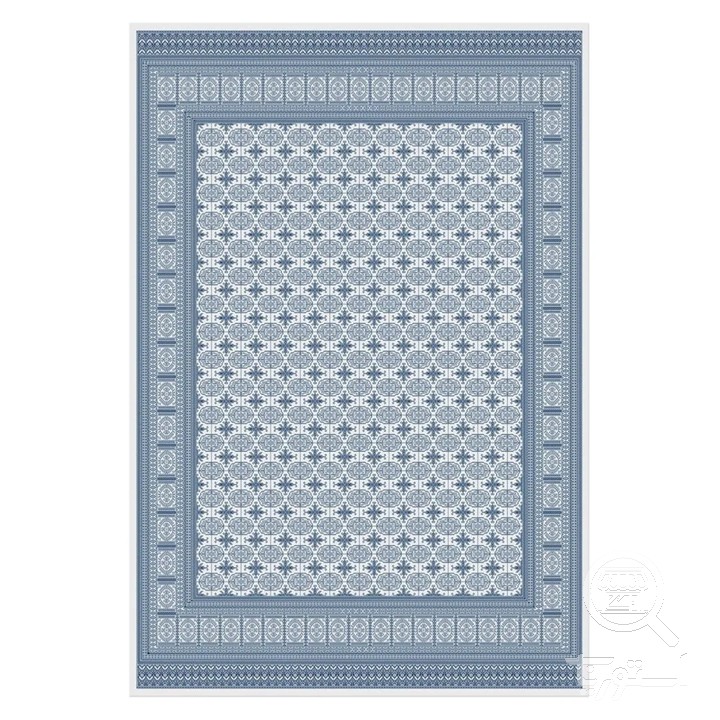 فرشینه مخمل ترک طرح هندسی آبی کد U9-531