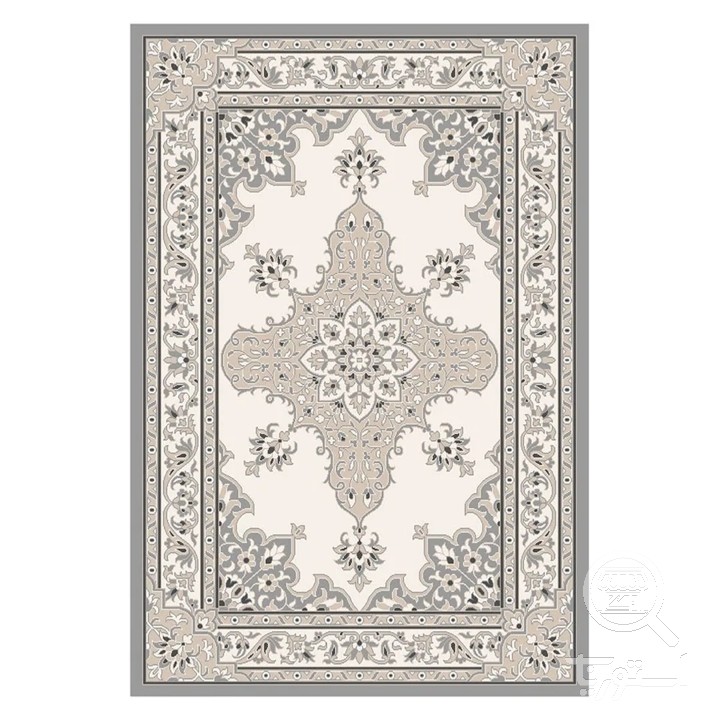 فرشینه مخمل ترک طرح قابی طوسی کد U9-553