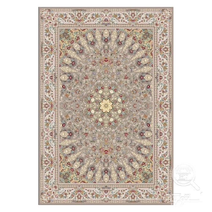 فرشینه مخمل ترک طرح شمسه بادامی کد L8-648