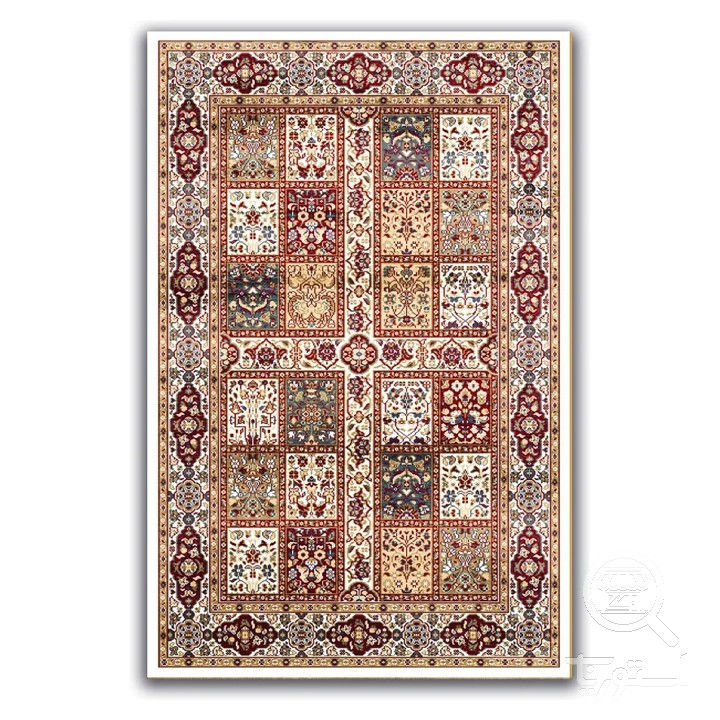 فرشینه مخمل ترک طرح خشتی کرم کد A4-163