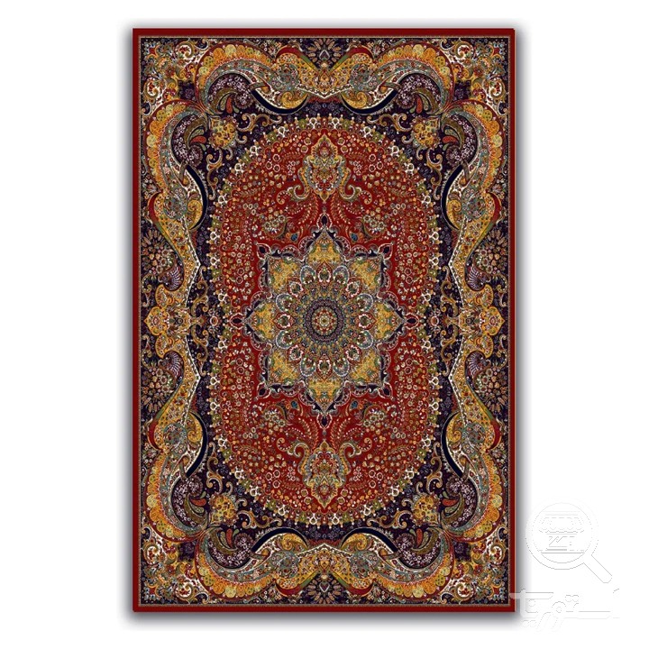 فرشینه مخمل ترک طرح لچک ترنج لاکی کد A4-153