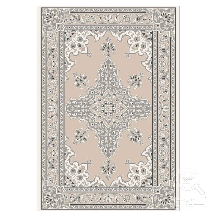فرشینه مخمل ترک طرح ترنج ساده کرم کد U9-552