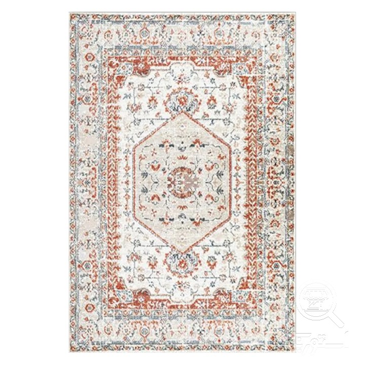 فرشینه مخمل ترک طرح وینتیج مسی کرم کد O147