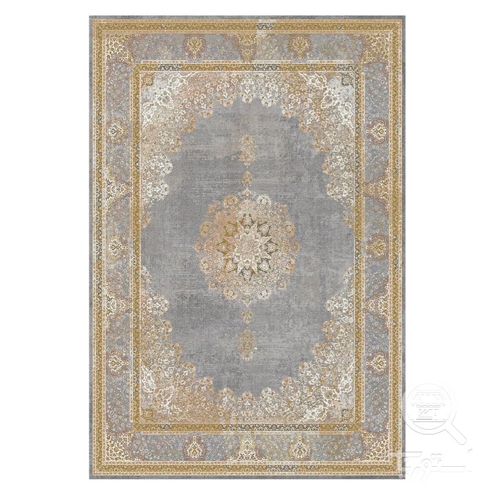فرشینه مخمل ترک طرح لچک ترنج طلایی کد L6-554