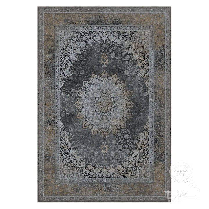 فرشینه مخمل ترک طرح افشان زرین دودی کد L6-186
