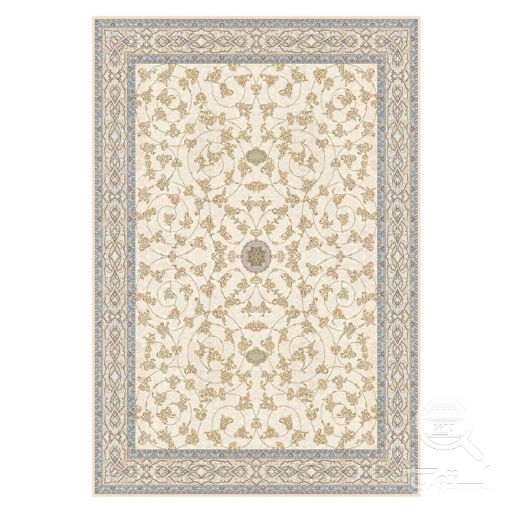 فرشینه مخمل ترک طرح اسلیمی کرم کد U5-32